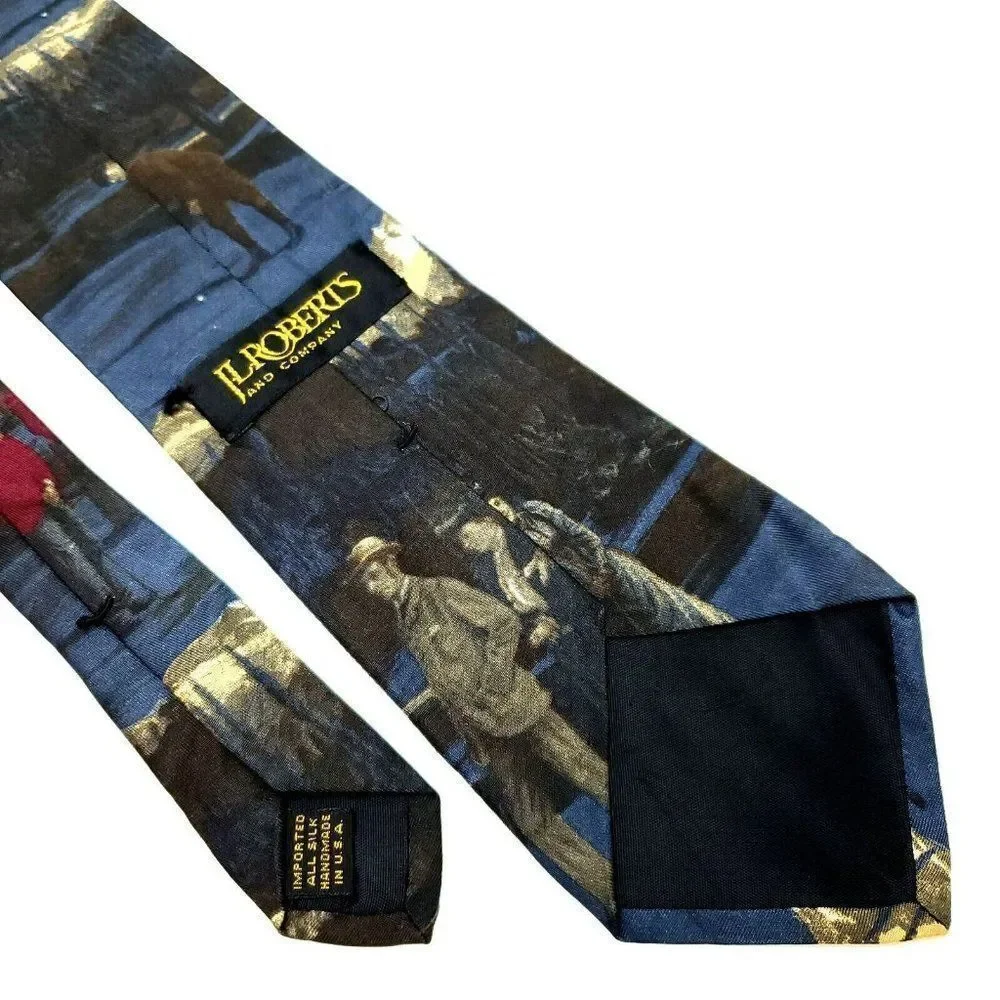 JL Roberts Silk Tie Golf Novelty‎ Print Blue